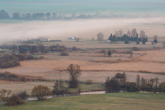 Morning fog in Klastorske Luky nature reserve, Slovakia.