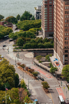 : View Of The City Arial Downtown New York City Street