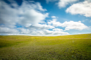 Blurred clouds motion and Rio Grande do Sul pampa - Southern Brazil