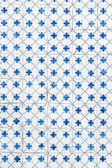 Chess inspired tile mosaic blue and white with pikes - Traditional portuguese art