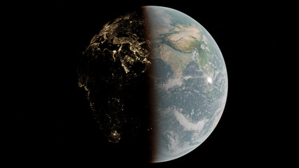 View on the Earth from space, have of the Earth by night, and have by day, , city lights seen from orbit