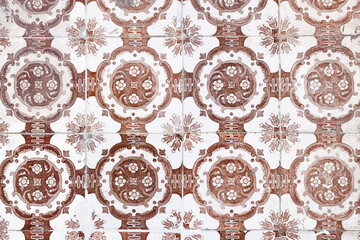 Autumn inspired tiles mosaic in brown tones with flowers