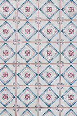 Decorative tile mosaic pink and blue with flowers 