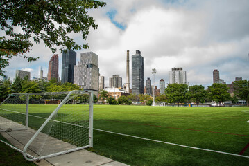 Soccer field in the city 
