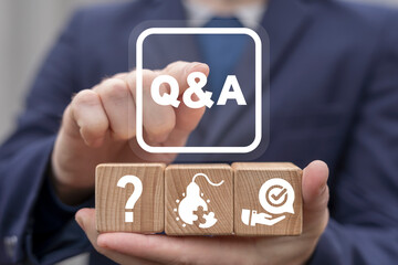 Questions and Answers Business Education Concept. Q and A FAQ Problem Solution.