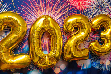 big golden sign written 2023