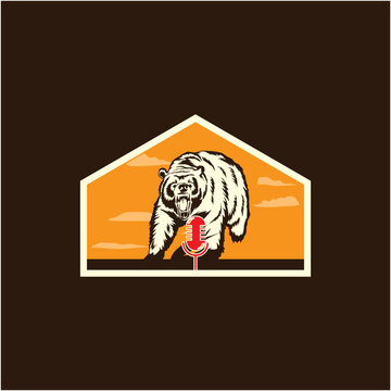 Angry bear podcast illustration