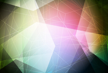 Dark Pink, Green vector background with polygonal style.