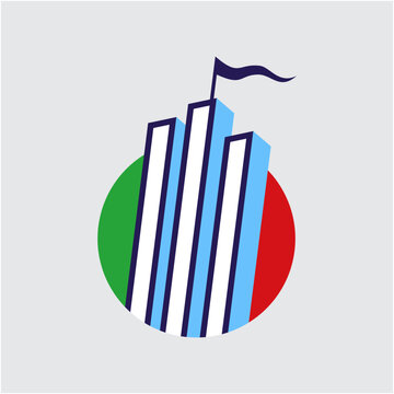 Building and italian flag illustration