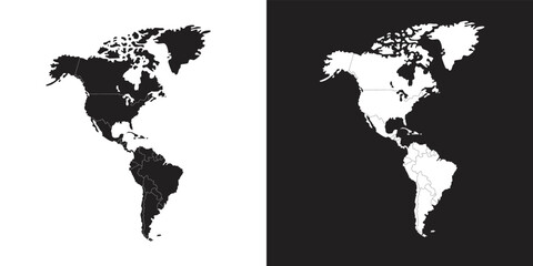 Map of north and south america