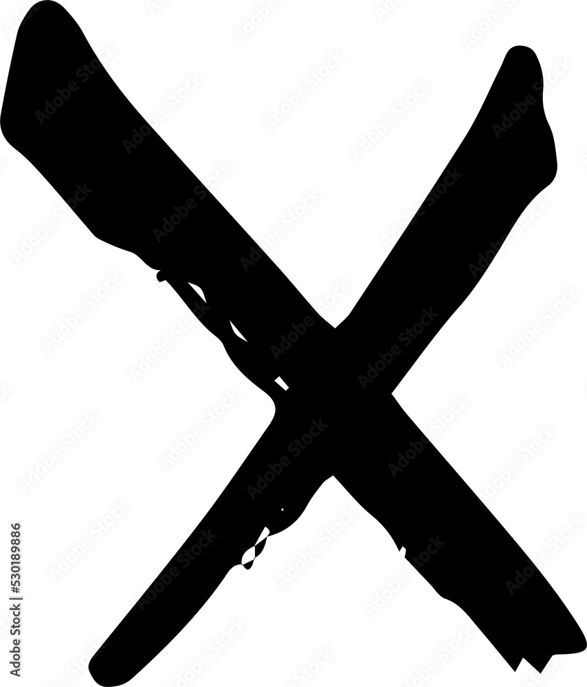 Poster x cross symbol design elements. ink brush stroke illustration. line stroke element on isolated backg