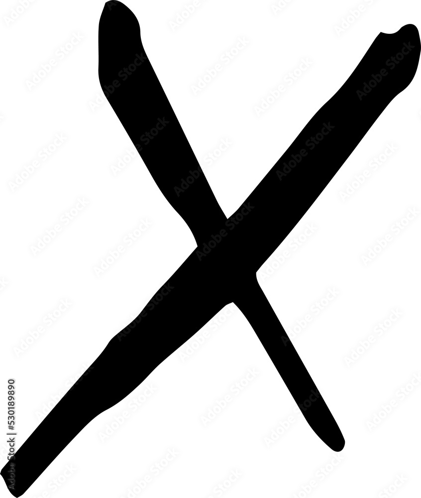 Poster x cross symbol design elements. ink brush stroke illustration. line stroke element on isolated backg