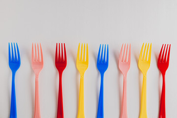 set of Multicolored plastic forks