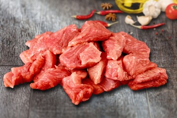 Raw chopped beef uncooked meat.