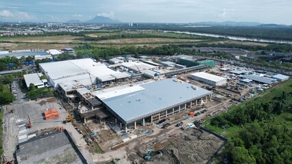 Kuching, Sarawak Malaysia - September 12th 2022: The Samajaya Light Industrial Zone where all the major electronics, solar and semiconductor plants are located