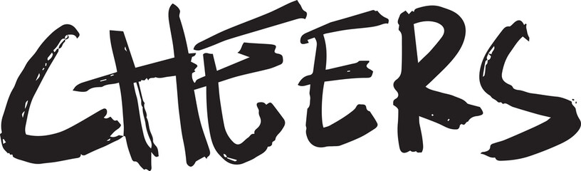 cheers word hand drawn stickers illustration design