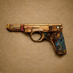 artistic illustration of an ornate pistol