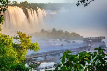 Iguazu Falls dramatic landscape, view from Brazil side, South America