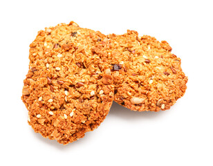 Tasty sesame kozinaki on white background