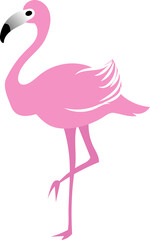Pink Famingo Bird Flat Icon Design