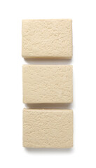 Pieces of tasty sesame halva isolated on white background