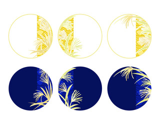 手描きのススキのフレーム、水彩風