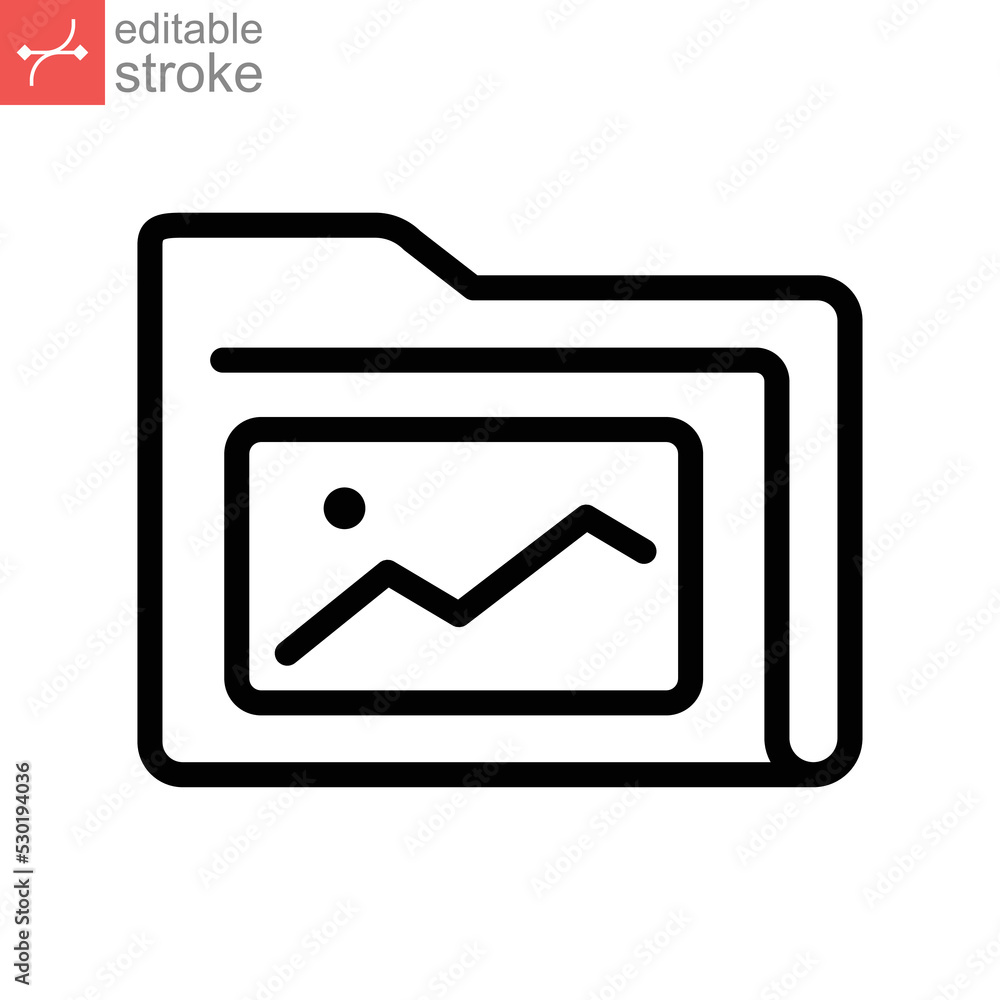 Poster documents icon. file photo picture line. folder picture for website or mobile app. camera album gall