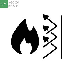 fireproof icon. Fireproofing support. Fire insulation, fire security system. Thermal reflective of flame burn. Danger protection Solid, Glyph. vector illustration. Design on white background. EPS 10