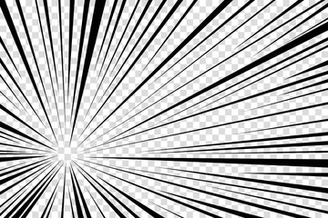Obraz premium Manga action lines. Vector illustration. Motion radial lines isolated on transparent background