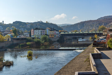 Fototapeta premium Autumn view of center of town of Lovech, Bulgaria