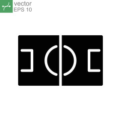 Football, sport icon. Soccer field from above, sport fields look from top. Pictogram symbol, Glyph style for mobile web and app. Solid Vector illustration. Design on white background. EPS 10