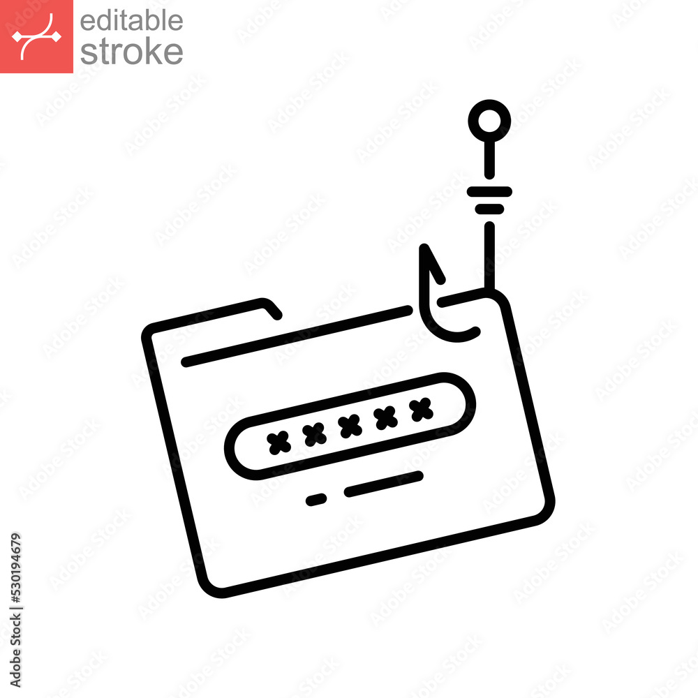 Poster password phishing icon. cyber thief. cyber phish attacks fraud. hacker attack and web security. netw