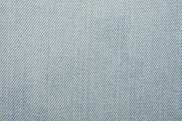 Texture of light blue jeans as background, closeup