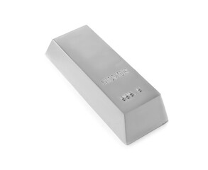 One shining silver bar isolated on white