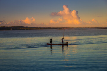 Fishing in Porto Seguro Beach at sunset in Trancoso, BAHIA