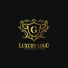 Fototapeta premium Luxury logo template. suitable for hotel logo, market logo, fashion logo, resort logo, boutique, wedding, etc
