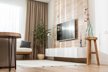 interior of the living room in bright colors in a modern design