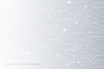 Grey white Abstract technology background, hi-tech digital connect,  high technology concept, technology background
