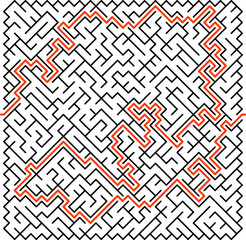 Square mental conundrum, maze game labyrinth clue