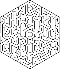 Rebus maze game, hexagon labyrinth challenge test