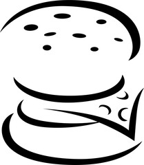 Cheeseburger fastfood snack isolated linear burger