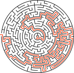 Labyrinth challenge, mental puzzle to find path