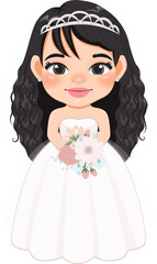 Cute Bride or Marriage Flat Icon Design