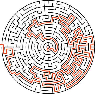Labyrinth challenge, mental puzzle to find path
