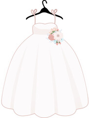 Cute Bride or Marriage Dress on Hanger Flat Icon Design
