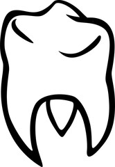 Molar with three roots isolated linear tooth icon