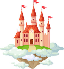 Fototapeta premium Medieval castle fortress queen king palace, clouds