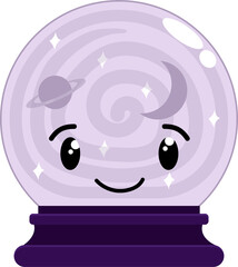 Purple magic crystal ball flat icon design