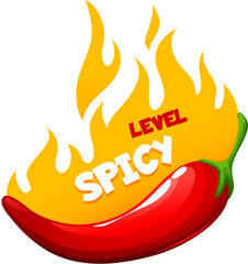 Label of spicy level of chili pepper taste flavor