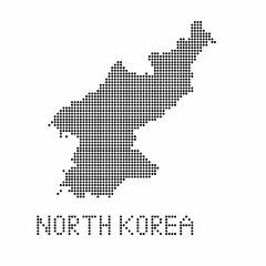 North Korea map with grunge texture in dot style. Abstract vector illustration of a country map with halftone effect for infographic. 